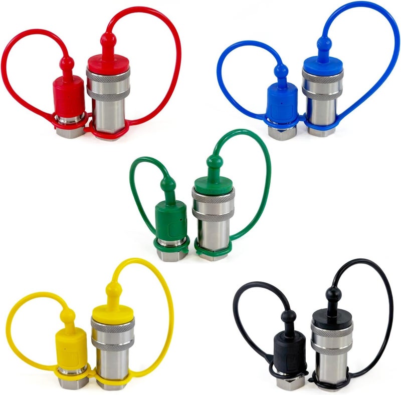 AKSPARE 5Sets 1/2“ISO-A Hydraulic Coupler Male Dust Cap and Female Plug Cover,ISO5675 Hydraulic Quick Disconnects Port Plug Fittings (ISO-A 1/2) - Image 4